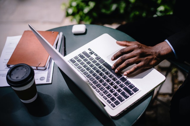 business professional on computer